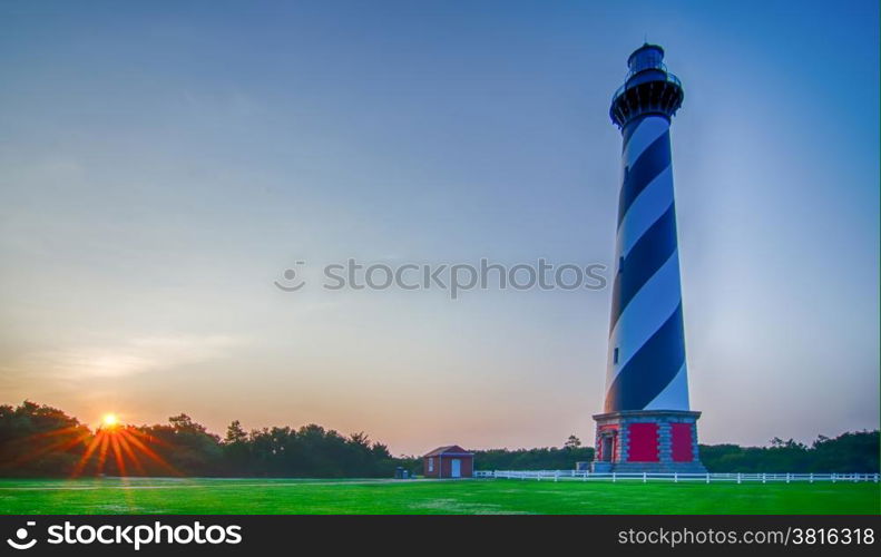 Cape Hatteras lighthouse at its new location near the town of Buxton on the Outer Banks of North Carolina