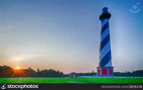 Cape Hatteras lighthouse at its new location near the town of Buxton on the Outer Banks of North Carolina