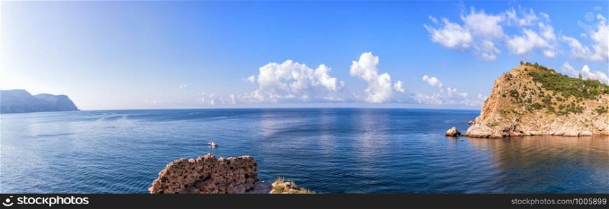 Cape of Balaklava Bay and the sea panorama in Crimea.. Cape of Balaklava Bay and the sea panorama in Crimea