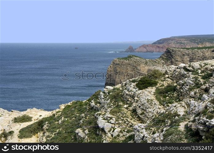 Cape St. Vincent in the Algarve, south-west coast of Portugal.