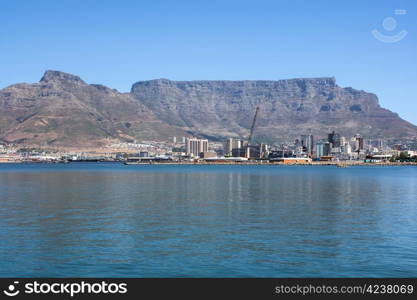 Cape Town Harbor with table mountain