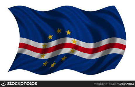 Cape Verdean national official flag. African patriotic symbol, banner, element, background. Correct colors. Flag of Cape Verde with real detailed fabric texture wavy isolated on white, 3D illustration