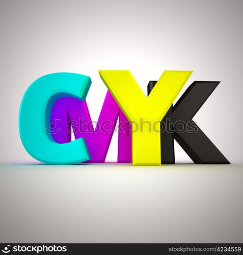 Capital letters CMYK on the white background