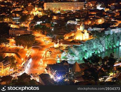 Capital of Georgia - Tbilisi at night. Downtown.