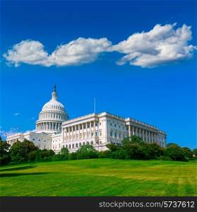 Capitol building Washington DC sunlight USA congress turf meadow US