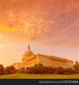 Capitol building Washington DC sunset at US congress USA