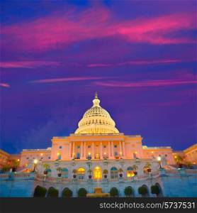 Capitol building Washington DC sunset at US congress USA