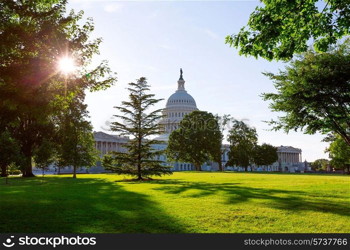 Capitol building Washington DC sunset garden USA US congress