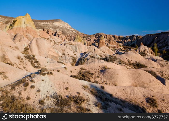 Cappadocia bizzare rock formations at sunset