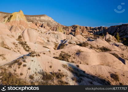 Cappadocia bizzare rock formations at sunset