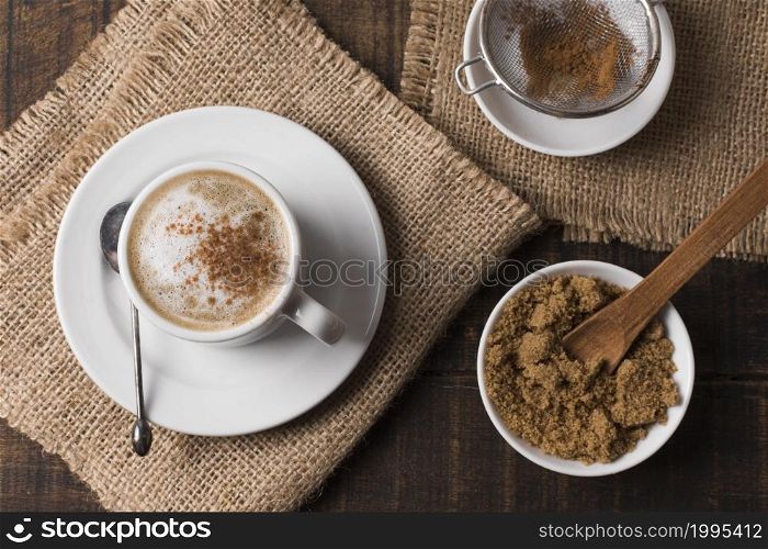 cappuccino coffee burlap cloths