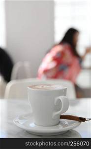 cappuccino coffee in white table