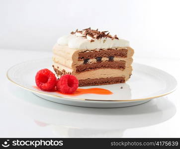 cappuccino cream cake on a plate