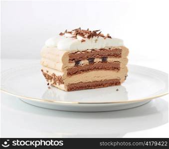 cappuccino cream cake on a plate