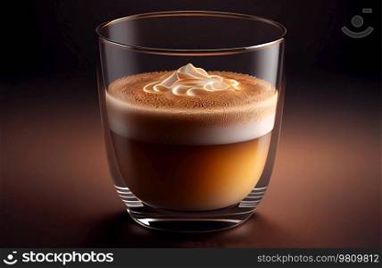 Cappuccino Cup on Dark Background. Illustration AI Generative
