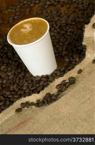 Cappuccino To Go Vanilla Latte In Paper Cup Coffee Counter