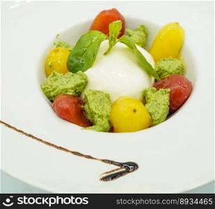 Caprese salad made with buffalo mozzarella typical of southern Italy