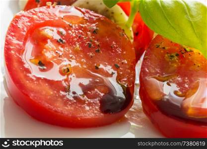 Caprese salad tomato mozzarella with basil.. Caprese salad tomato mozzarella with basil