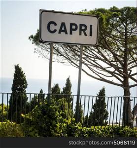 Capri sign by sea, Capri, Campania, Italy
