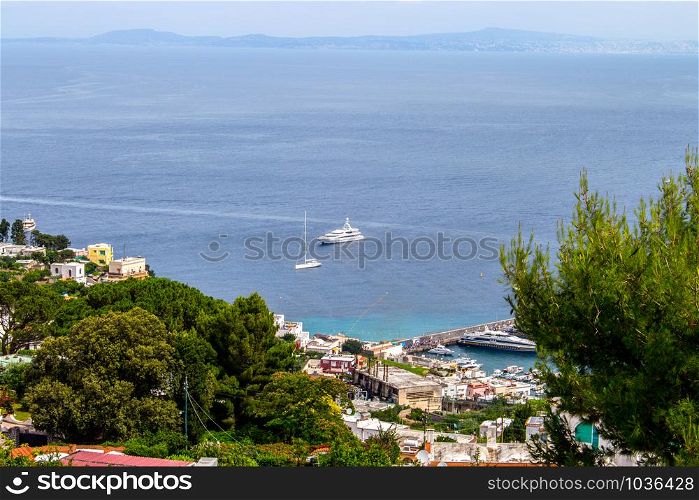 Capri, view of the sea and the ship