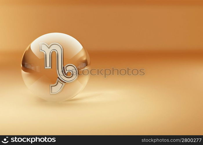 Capricorn. Astrological symbol on yellow background. 3d