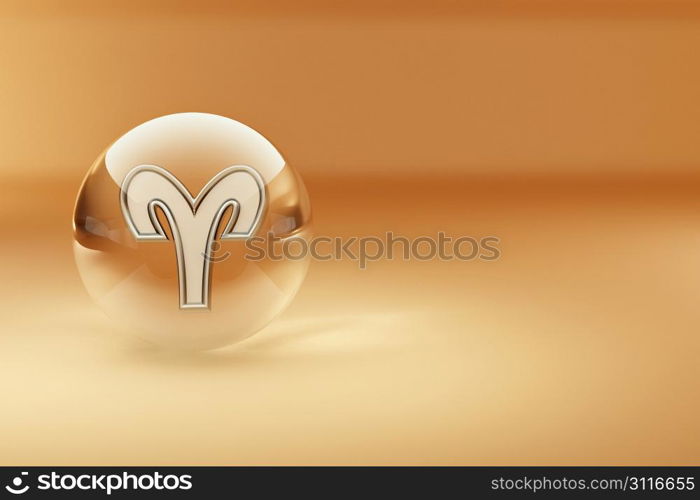 Capricorn. Astrological symbol on yellow background. 3d