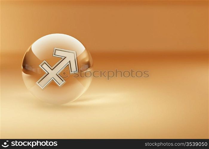 Capricorn. Astrological symbol on yellow background. 3d