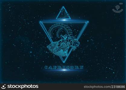 capricorn horoscope sign in twelve zodiac with galaxy stars background