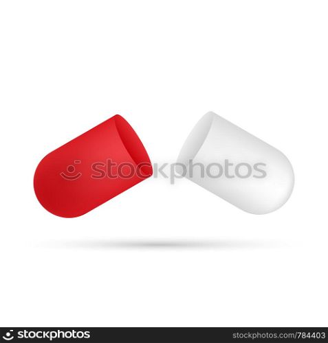 Capsule pill. Small balls pouring from an open medical capsule. Vector illustration.. Capsule pill. Small balls pouring from an open medical capsule. Vector stock illustration.