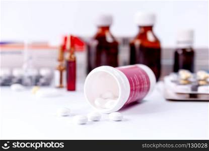 Capsule tablets and vials with medicines