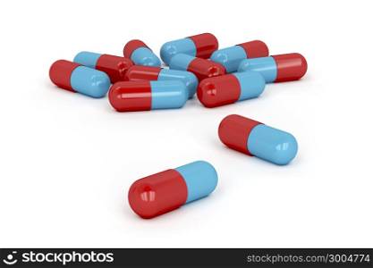 Capsules on white background, 3d rendered image