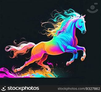Capture the Thrill with our Dynamic Horse T-Shirt Graphic, Showcasing a Majestic Galloping Beauty. Generative AI.