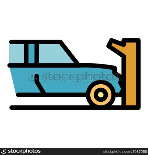 Car accident tree icon. Outline car accident tree vector icon color flat isolated. Car accident tree icon color outline vector