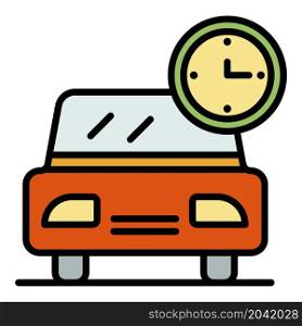 Car and watch icon. Outline car and watch vector icon color flat isolated. Car and watch icon color outline vector
