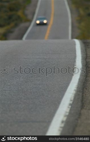 Car Approaching On An Open Highway