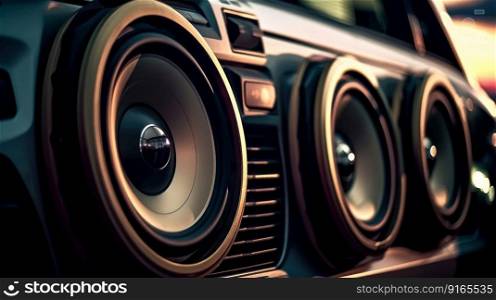 car audio system speakers, bass music in the car generative ai.