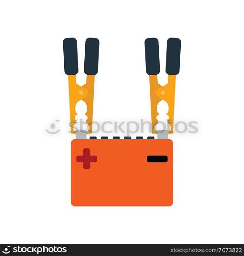 Car battery charge icon. Flat color design. Vector illustration.