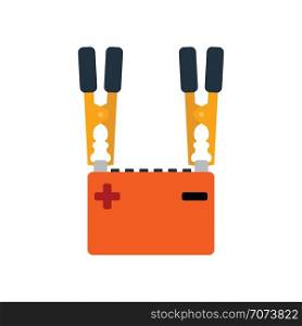 Car battery charge icon. Flat color design. Vector illustration.
