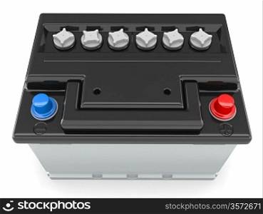 Car battery on white background. Three-dimensional image.
