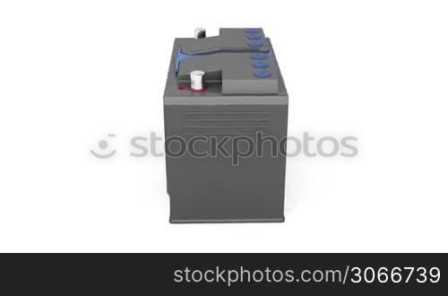 Car battery rotates on white background