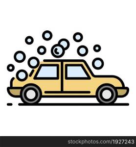 Car bubble wash icon. Outline car bubble wash vector icon color flat isolated. Car bubble wash icon color outline vector