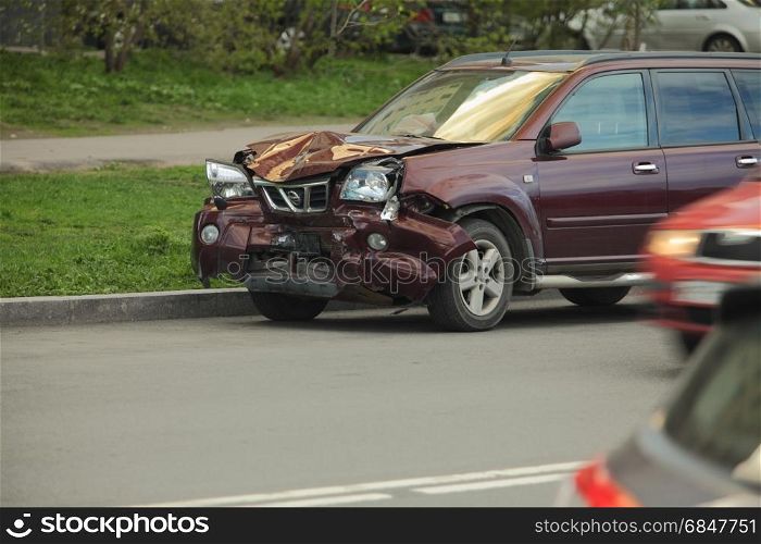 Car crash after head-on .