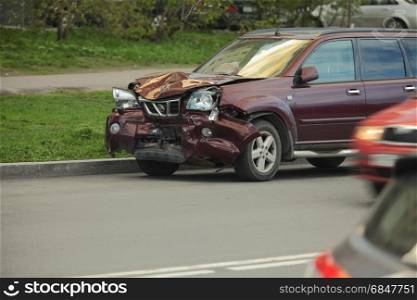 Car crash after head-on .
