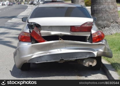 car crash collision accident on an city road