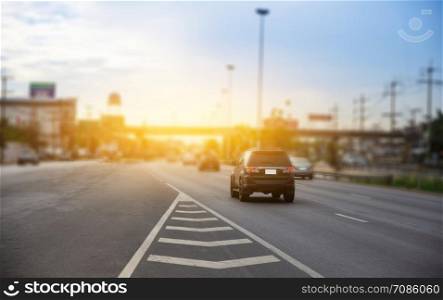 Car driving on highway road