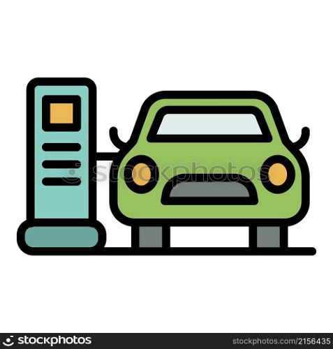 Car electrical refueling icon. Outline car electrical refueling vector icon color flat isolated. Car electrical refueling icon color outline vector