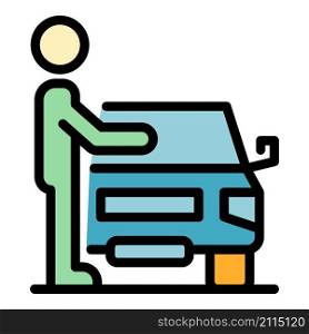 Car hitchhiking icon. Outline car hitchhiking vector icon color flat isolated. Car hitchhiking icon color outline vector