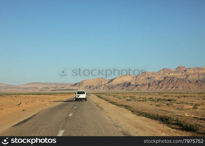 Car in desert