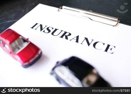 Car insurance concept with policy