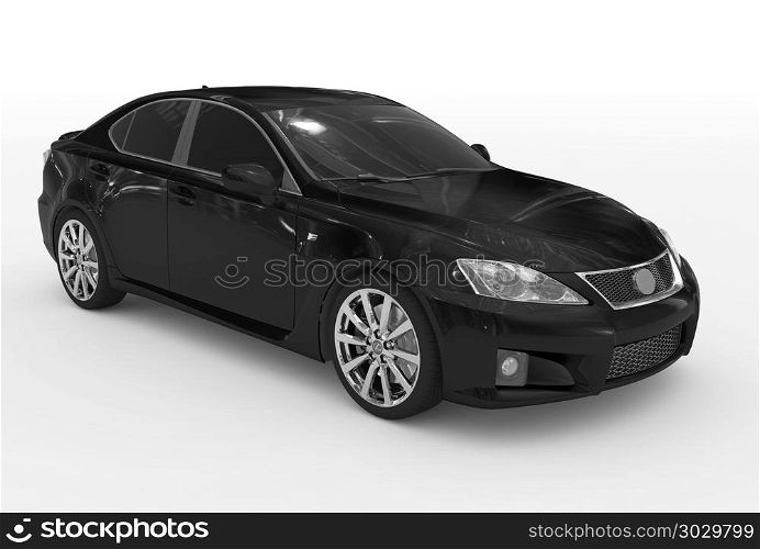 car isolated on white - black paint, tinted glass - front-right . car isolated on white - black paint, tinted glass - front-right side view - 3d rendering